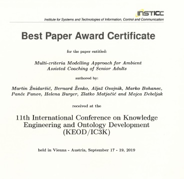 Best Paper Award for Multi-criteria Modelling